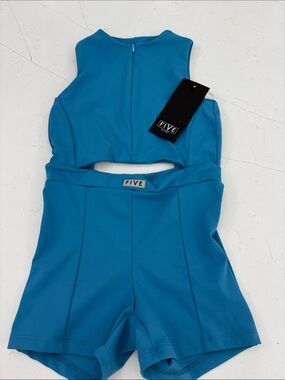 FIVE Girls' Teal Blue Cutout Romper Shorts